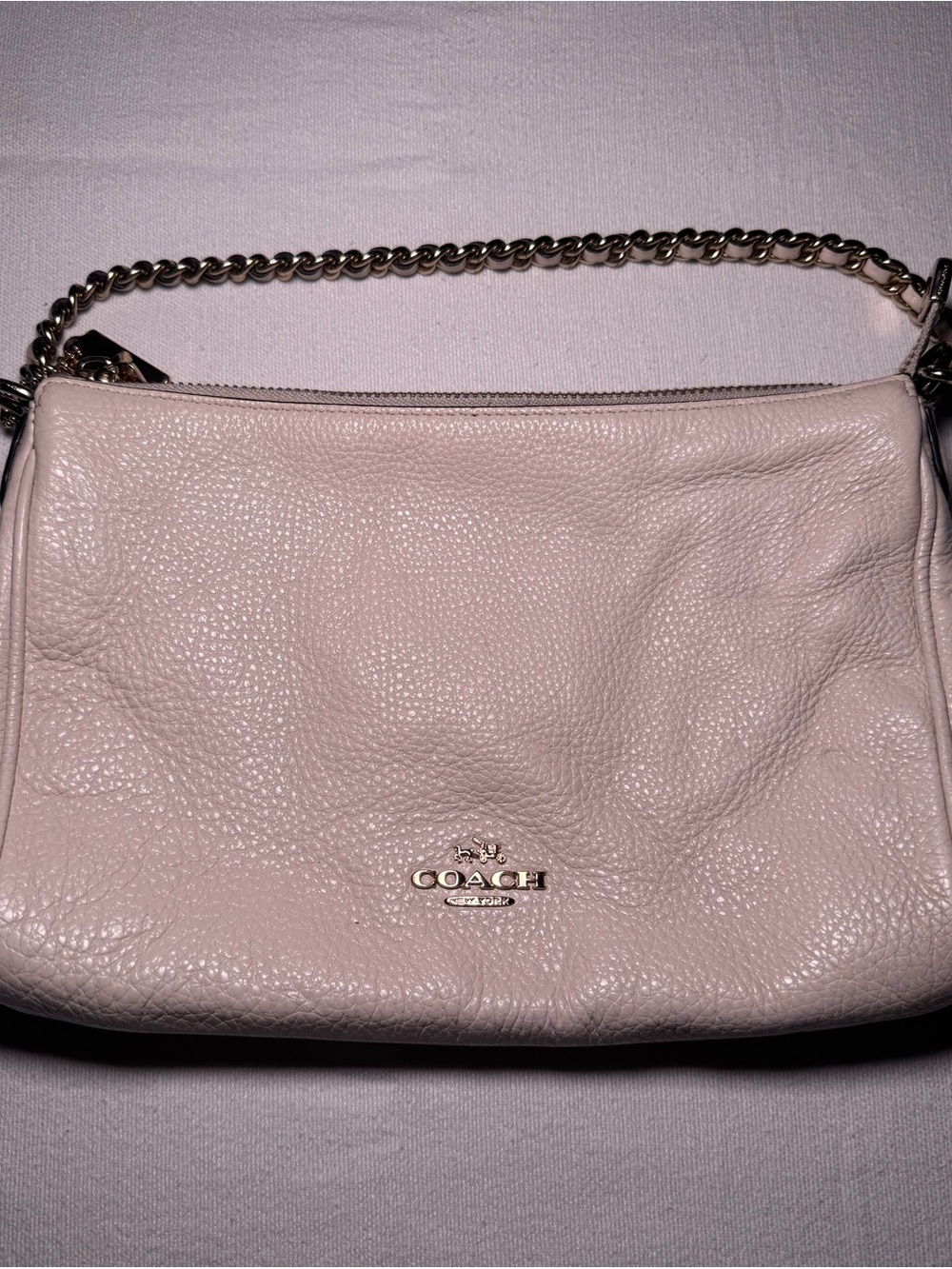 COACH Pebbled Leather Shoulder Bag in Light Pink
